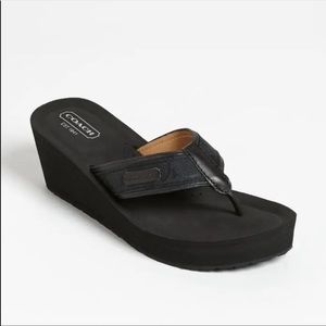 Coach Juliet Wedge Sandals Womens Size 7 Flip Flops Heels Designer Shoes